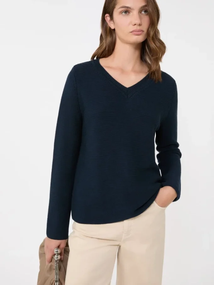 Baumwollpullover in Box-Silhouette, marineblau Baumwollpullover in Box-Silhouette, marineblau