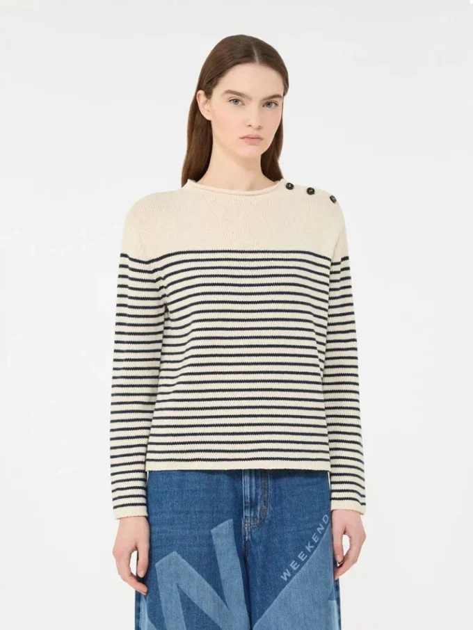 Baumwollpullover in lockerer Passform, marineblau Baumwollpullover in lockerer Passform, marineblau