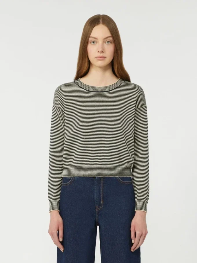 Baumwollpullover mit Rundhalsausschnitt, marineblau Baumwollpullover mit Rundhalsausschnitt, marineblau