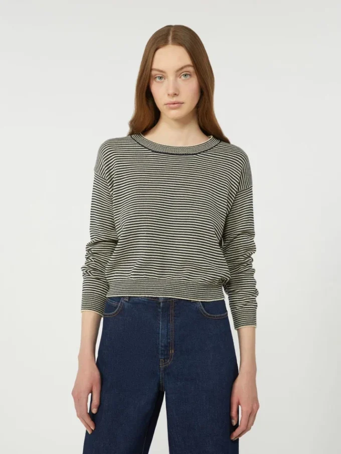 Baumwollpullover mit Rundhalsausschnitt, marineblau Baumwollpullover mit Rundhalsausschnitt, marineblau