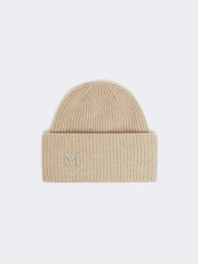 Beanie aus Kaschmir mit Rippenstrick, beige Beanie aus Kaschmir mit Rippenstrick, beige