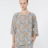 Bedruckte Bluse aus Seidenkrepp, hellblau Bedruckte Bluse aus Seidenkrepp, hellblau