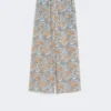 Bedruckte Crêpe-de-Chine-Hose, hellblau
