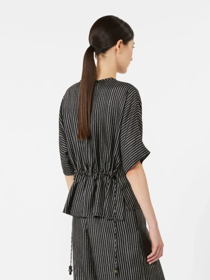 Bedruckte Seidenbluse, schwarz-weiß Bedruckte Seidenbluse, schwarz-weiß