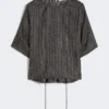 Bedruckte Seidenbluse, schwarz-weiß Bedruckte Seidenbluse, schwarz-weiß