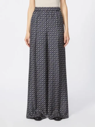 Bedruckte Seidenhose, ultramarinblau