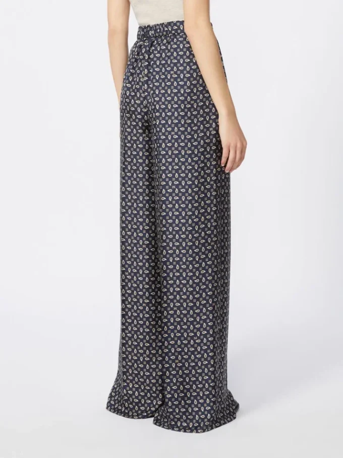 Bedruckte Seidenhose, ultramarinblau Bedruckte Seidenhose, ultramarinblau