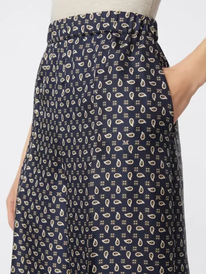 Bedruckte Seidenhose, ultramarinblau Bedruckte Seidenhose, ultramarinblau