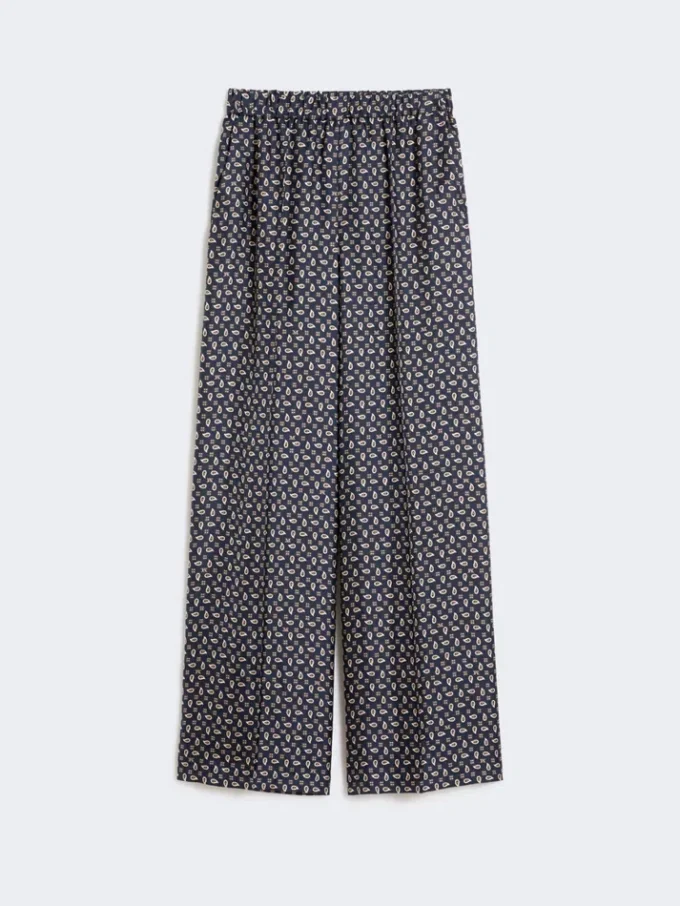 Bedruckte Seidenhose, ultramarinblau Bedruckte Seidenhose, ultramarinblau