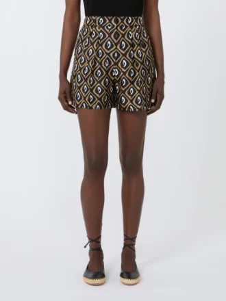 Bedruckte Seidenshorts, schwarz