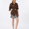 Bedruckte Shorts aus Baumwolle und Leinen, schwarz Bedruckte Shorts aus Baumwolle und Leinen, schwarz