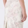 Bedruckter Bleistiftrock aus Organza und Gabardine, weiß