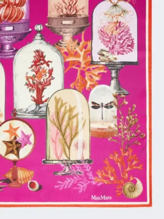 Bedruckter Oversize-Schal aus Seidentwill, fuchsia