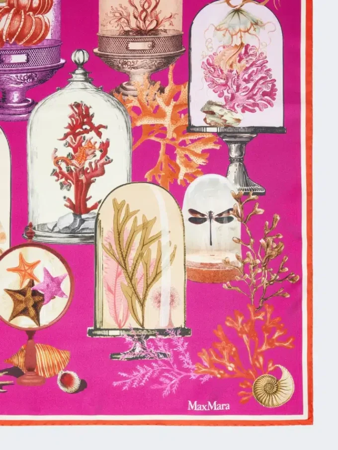 Bedruckter Oversize-Schal aus Seidentwill, fuchsia