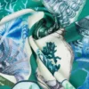 Bedruckter Oversize-Schal aus Seidentwill, grün