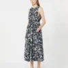 Bedrucktes Baumwollkleid mit Gürtel, ultramarinblau Bedrucktes Baumwollkleid mit Gürtel, ultramarinblau