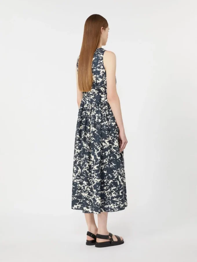 Bedrucktes Baumwollkleid mit Gürtel, ultramarinblau Bedrucktes Baumwollkleid mit Gürtel, ultramarinblau