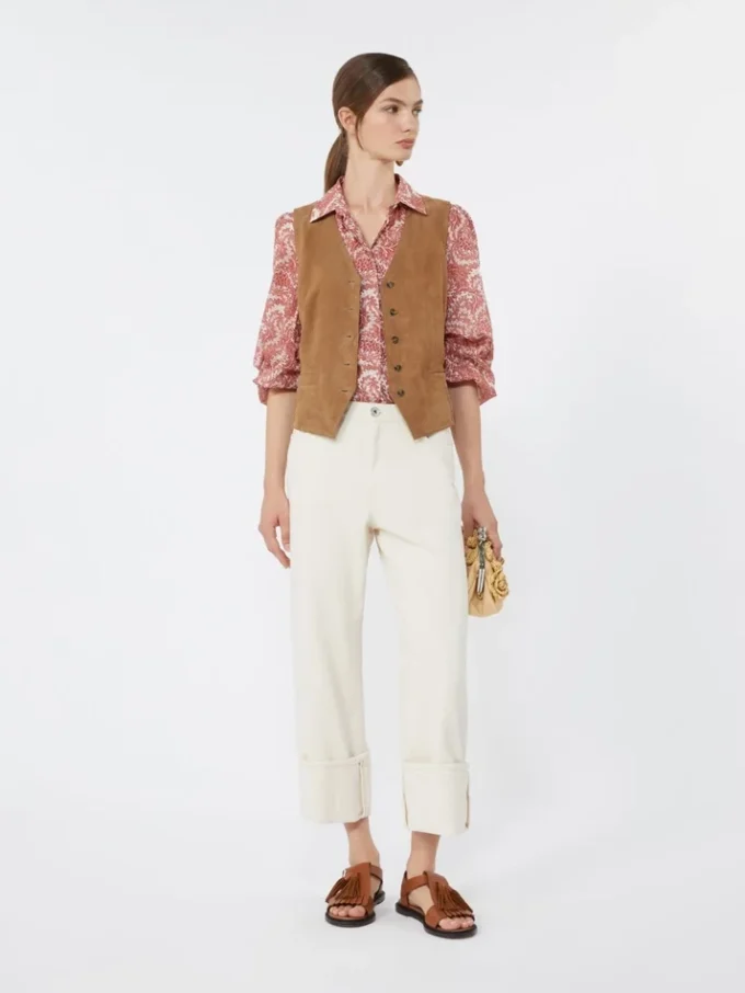 Baumwollhose im Bull-Stil mit Umschlag, ecru Baumwollhose im Bull-Stil mit Umschlag, ecru