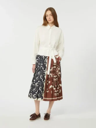 Bedrucktes Hemdkleid aus Baumwolle und Twill, weiß