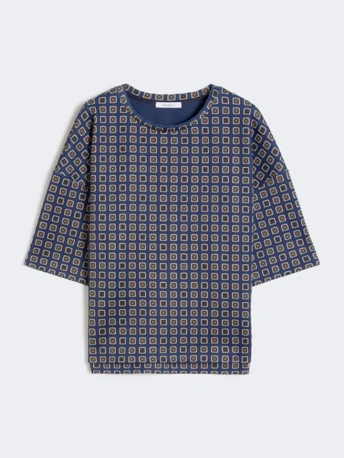 Bedrucktes Jersey-T-Shirt, marineblau Bedrucktes Jersey-T-Shirt, marineblau