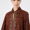Bedrucktes Kaftankleid aus Baumwolle, karamellfarben Bedrucktes Kaftankleid aus Baumwolle, karamellfarben