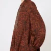 Bedrucktes Kaftankleid aus Baumwolle, karamellfarben Bedrucktes Kaftankleid aus Baumwolle, karamellfarben