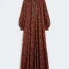 Bedrucktes Kaftankleid aus Baumwolle, karamellfarben Bedrucktes Kaftankleid aus Baumwolle, karamellfarben