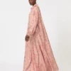 Bedrucktes Kaftankleid aus Twill, korallenrot Bedrucktes Kaftankleid aus Twill, korallenrot