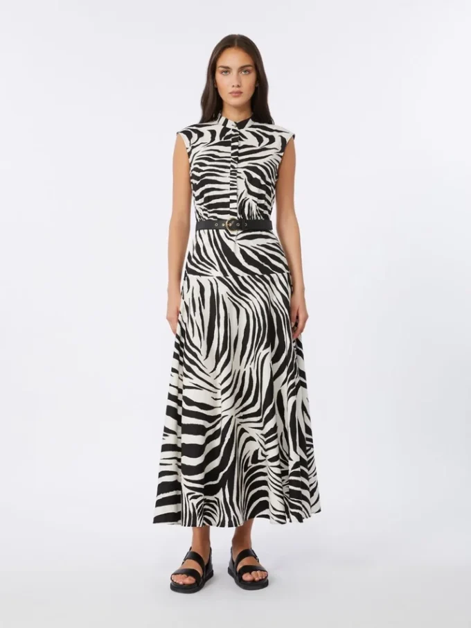 Bedrucktes Popeline-Hemdkleid, schwarz Bedrucktes Popeline-Hemdkleid, schwarz