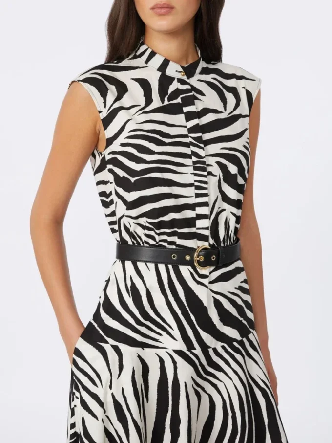 Bedrucktes Popeline-Hemdkleid, schwarz Bedrucktes Popeline-Hemdkleid, schwarz