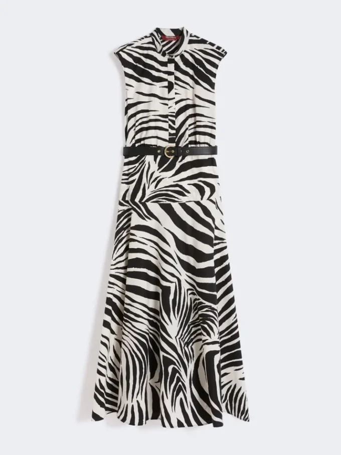 Bedrucktes Popeline-Hemdkleid, schwarz Bedrucktes Popeline-Hemdkleid, schwarz