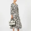 Bedrucktes Popeline-Kleid, beige Bedrucktes Popeline-Kleid, beige