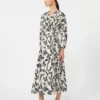 Bedrucktes Popeline-Kleid, beige Bedrucktes Popeline-Kleid, beige