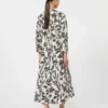 Bedrucktes Popeline-Kleid, beige Bedrucktes Popeline-Kleid, beige
