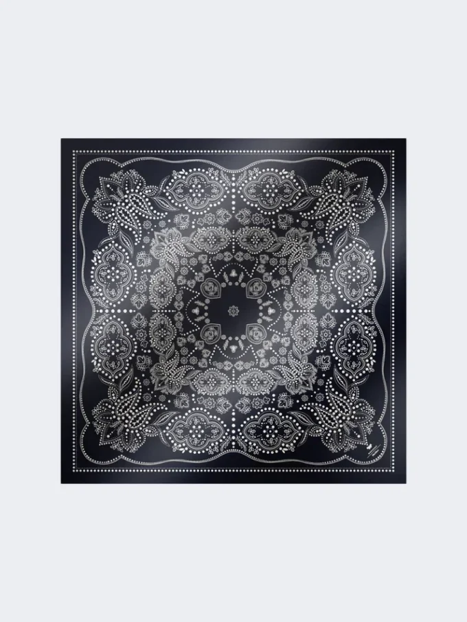 Bedrucktes quadratisches Seidenfoulard, mitternachtsblau Bedrucktes quadratisches Seidenfoulard, mitternachtsblau