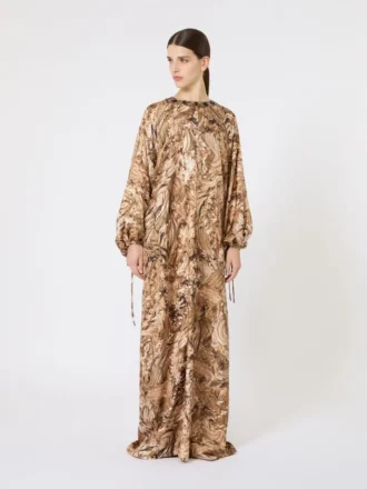 Bedrucktes Seiden-Tunika-Kleid, gold Bedrucktes Seiden-Tunika-Kleid, gold