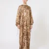 Bedrucktes Seiden-Tunika-Kleid, gold Bedrucktes Seiden-Tunika-Kleid, gold