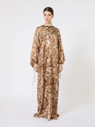 Bedrucktes Seiden-Tunika-Kleid, gold Bedrucktes Seiden-Tunika-Kleid, gold