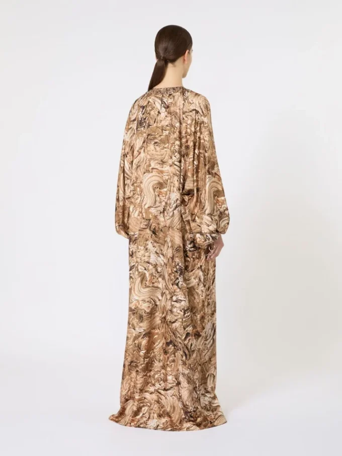Bedrucktes Seiden-Tunika-Kleid, gold Bedrucktes Seiden-Tunika-Kleid, gold