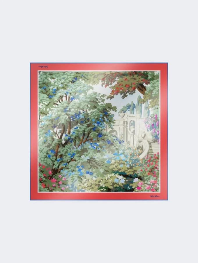 Bedrucktes Seidenfoulard, Antikrosa Bedrucktes Seidenfoulard, Antikrosa