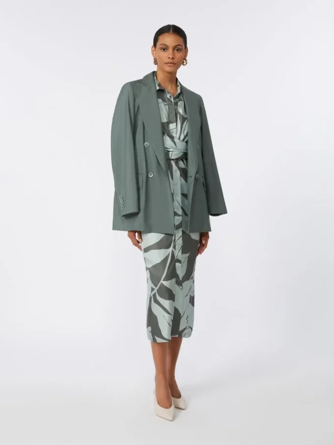 Bedrucktes Seidenhemdkleid, grün Bedrucktes Seidenhemdkleid, grün