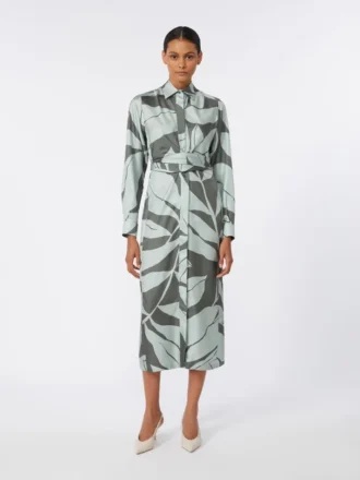 Bedrucktes Seidenhemdkleid, grün Bedrucktes Seidenhemdkleid, grün