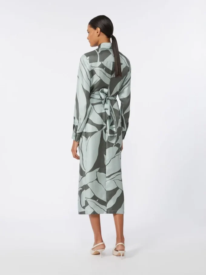 Bedrucktes Seidenhemdkleid, grün Bedrucktes Seidenhemdkleid, grün