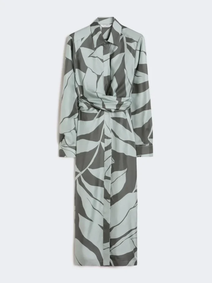 Bedrucktes Seidenhemdkleid, grün Bedrucktes Seidenhemdkleid, grün
