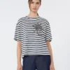 Bedrucktes T-Shirt aus Baumwolljersey, marineblau Bedrucktes T-Shirt aus Baumwolljersey, marineblau