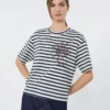 Bedrucktes T-Shirt aus Baumwolljersey, marineblau Bedrucktes T-Shirt aus Baumwolljersey, marineblau