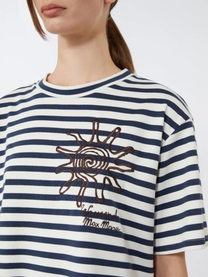 Bedrucktes T-Shirt aus Baumwolljersey, marineblau Bedrucktes T-Shirt aus Baumwolljersey, marineblau