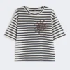 Bedrucktes T-Shirt aus Baumwolljersey, marineblau Bedrucktes T-Shirt aus Baumwolljersey, marineblau