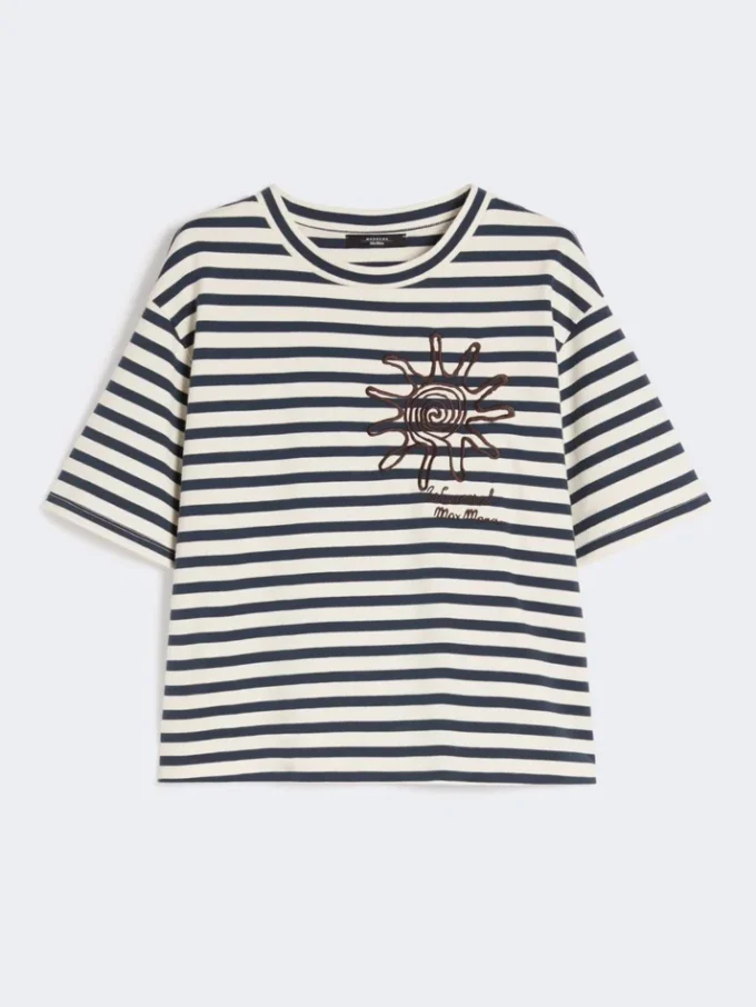 Bedrucktes T-Shirt aus Baumwolljersey, marineblau Bedrucktes T-Shirt aus Baumwolljersey, marineblau