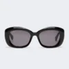 Übergroße ovale Sonnenbrille, schwarz